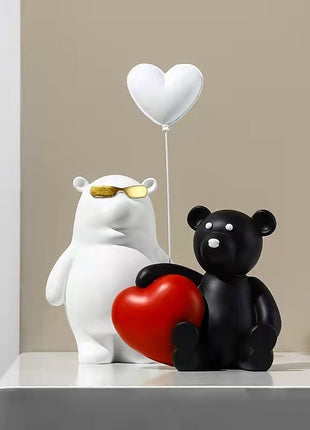 Oso de amor navideño, decoración para sala de estar infantil, manualidades de resina