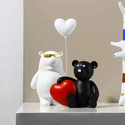 Oso de amor navideño, decoración para sala de estar infantil, manualidades de resina
