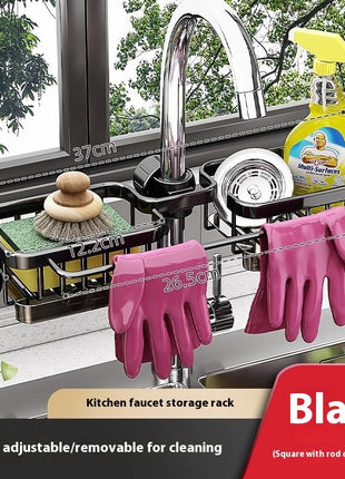 Estante de almacenamiento de aluminio para grifo y fregadero de cocina