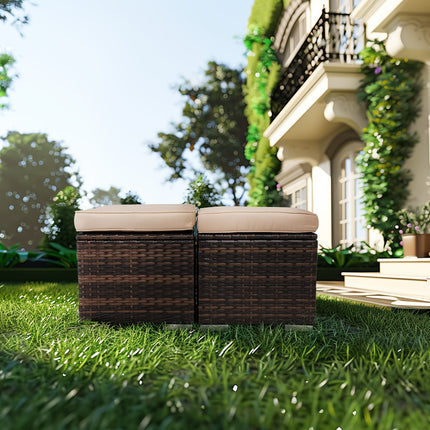 2-Piece Wicker Ottoman Set