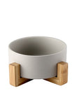 GREY / Bowl with wooden stand / 21CM
