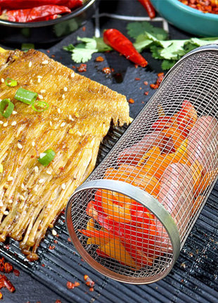 Rolling BBQ Grill Basket