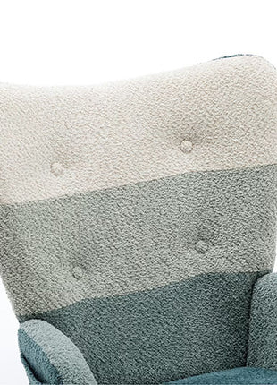 Modern Patchwork Accent Chair With Solid Wood Armrest And Feet