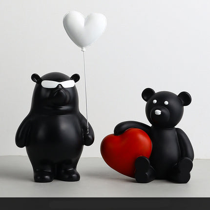 Oso de amor navideño, decoración para sala de estar infantil, manualidades de resina
