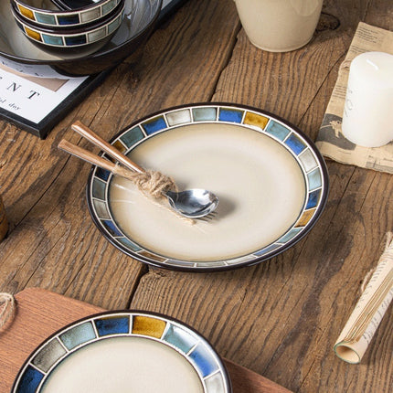 Underglaze Blue Checkered Tableware Set