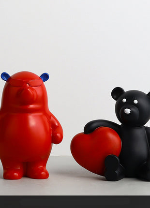 Oso de amor navideño, decoración para sala de estar infantil, manualidades de resina