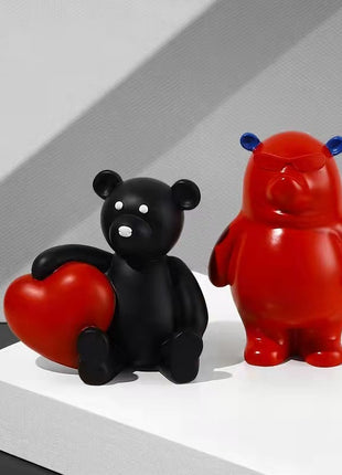 Oso de amor navideño, decoración para sala de estar infantil, manualidades de resina