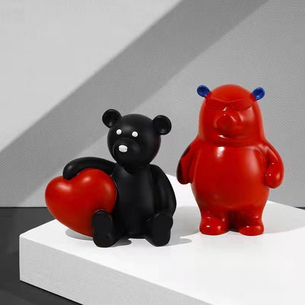 Oso de amor navideño, decoración para sala de estar infantil, manualidades de resina