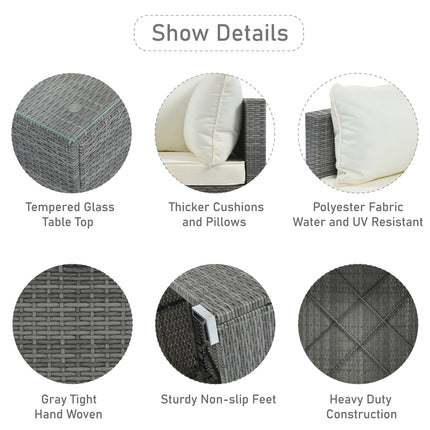 Outdoor Patio Furniture Set, Garden Wicker Sofa, Single Sofa Combinable